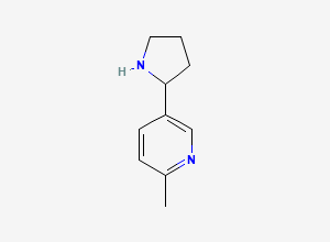 Two-dimensional chemical structure of 2-Methyl-5-(pyrrolidin-2-yl)pyridine
