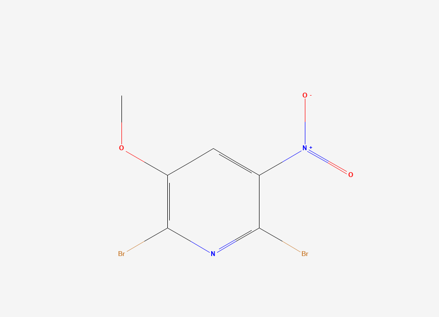 Two-dimensional chemical structure of 2,6-Dibromo-3-methoxy-5-nitropyridine