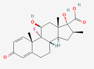 Two-dimensional chemical structure of (8S,10S,11S,13S,14S,16S)-9-Fluoro-11,17-dihydroxy-10,13,16-trimethyl-3-oxo-6,7,8,11,12,14,15,16-octahydrocyclopenta(a)phenanthrene-17-carboxylic acid