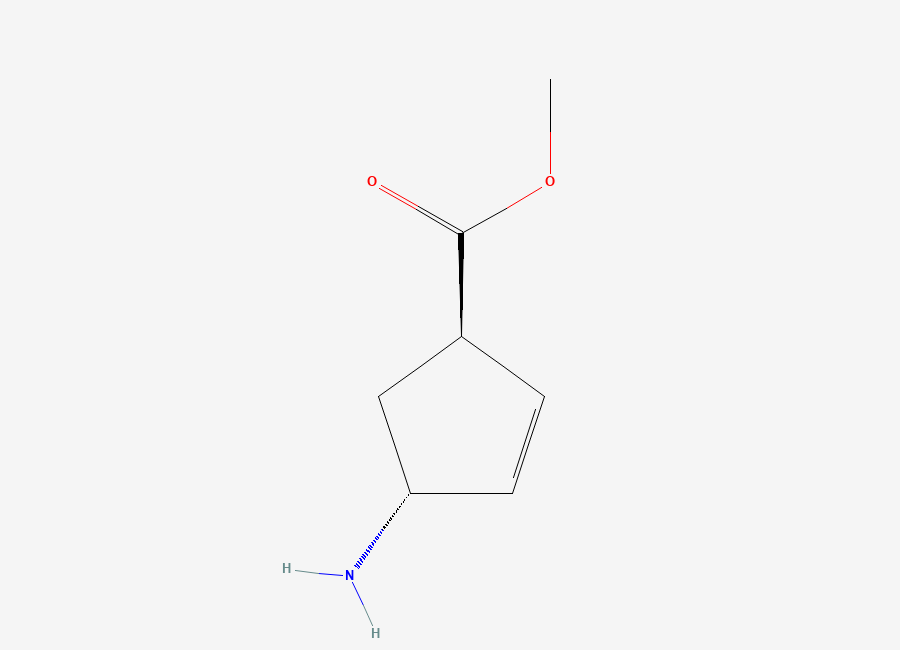 Two-dimensional chemical structure of rel-(1R,4R)-Methyl 4-aminocyclopent-2-enecarboxylate
