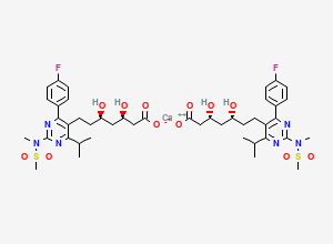 Two-dimensional chemical structure of calcium bis((3R,5R)-7-[4-(4-fluorophenyl)-2-(N-methylmethanesulfonamido)-6-(propan-2-yl)pyrimidin-5-yl]-3,5-dihydroxyheptanoate)