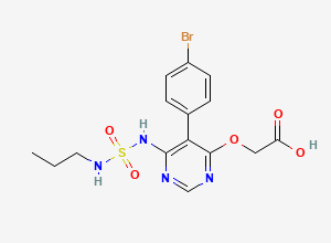 Two-dimensional chemical structure of 2-[5-(4-Bromophenyl)-6-(propylsulfamoylamino)pyrimidin-4-yl]oxyacetic acid, CAS 1433875-14-9