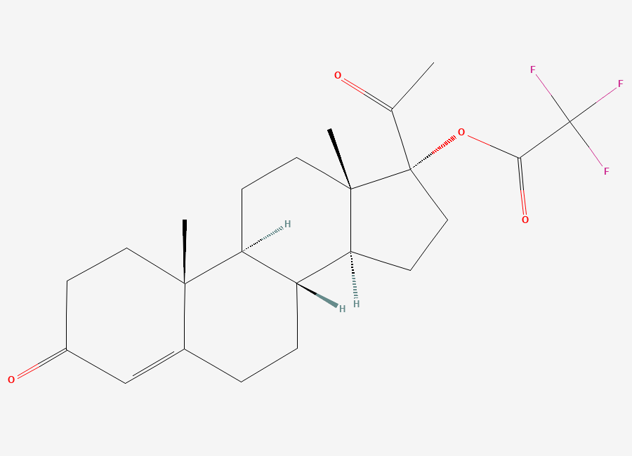 Two-dimensional chemical structure of 17-Hydroxyprogesterone Trifluoroacetate, CAS 560-10-1