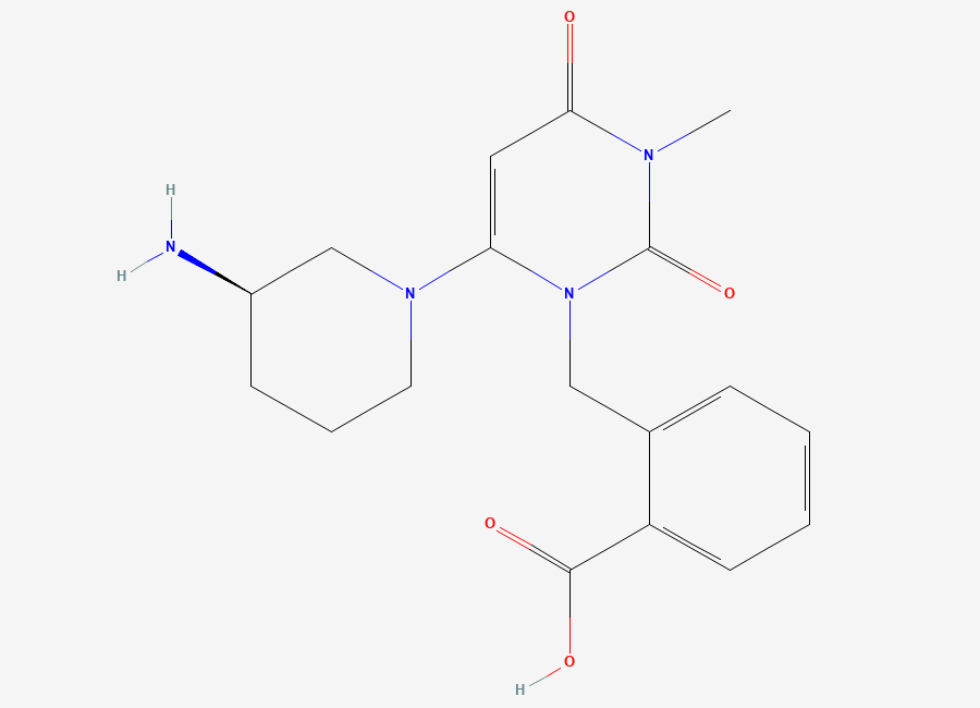 Two-dimensional chemical structure of Alogliptin Related Compound 16/ Alogliptin carboxylic Acid Impurity, CAS 2748587-69-9