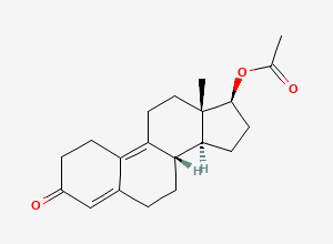 Two-dimensional chemical structure of 11,12-Dihydrotrenbolone acetate / (17β)-3-Охоestra-4,9-dien-17-yl acetate, CAS 53303-85-8