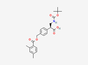 Two-dimensional chemical structure of (S)-3-((tert-Butoxycarbonyl)amino)-2-(4-(((2,4-dimethylbenzoyl)oxy)methyl)phenyl)propanoic acid