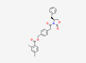 Two-dimensional chemical structure of (S)-4-(2-(4-Benzyl-2-oxooxazolidin-3-yl)-2-oxoethyl)benzyl 2,4-dimethylbenzoate