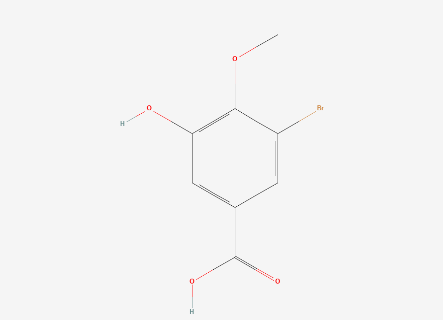 Two-dimensional chemical structure of 3-Bromo-5-hydroxy-4-methoxybenzoic acid