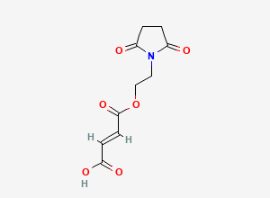 Two-dimensional chemical structure of (2E)-4-[2-(2,5-Dioxopyrrolidin-1-yl)ethoxy]-4-oxobut-2-enoic acid, CAS 2101811-41-8