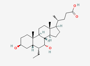 Two-dimensional chemical structure of (R)-4-((3S,5S,6R,7R,8S,9S,10S,13R,14S,17R)-6-ethyl-3,7-dihydroxy-10,13-dimethylhexadecahydro-1H-cyclopenta[a]phenanthren-17-yl)pentanoic acid