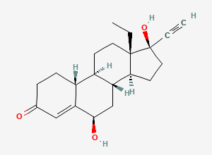 Two-dimensional chemical structure of Levonorgestrel EP Impurity H/ 6β-Hydroxylevonorgestrel, CAS 55555-97-0