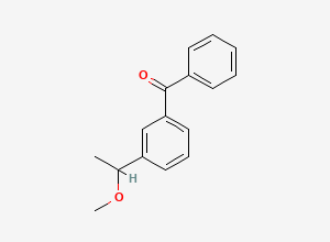 Two-dimensional chemical structure of (3-(1-methoxyethyl)phenyl)(phenyl)methanone, CAS 2731671-45-5