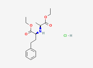Two-dimensional chemical structure of (2S)-2-[[(1S)-1-(Ethoxycarbonyl)-3-phenylpropyl]amino]propanoic Acid Ethyl Ester Hydrochloride, CAS 122375-72-8