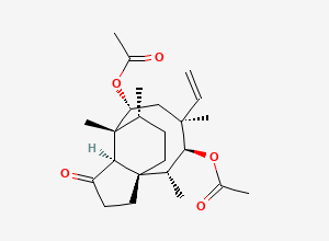 Two-dimensional chemical structure of Tiamulin EP Impurity M / Mutilin 11,14-diacetate, CAS 14431-61-9