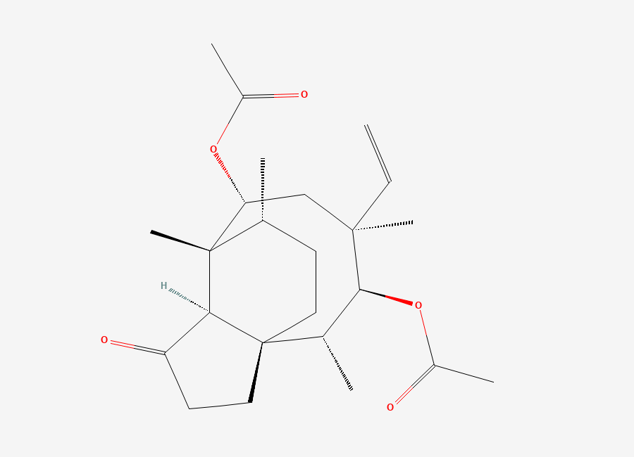 Two-dimensional chemical structure of Tiamulin EP Impurity M / Mutilin 11,14-diacetate, CAS 14431-61-9