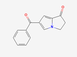 Two-dimensional chemical structure of 6-benzoyl-2, 3-dihydropyrrolizin-1-one, CAS 2518343-81-0