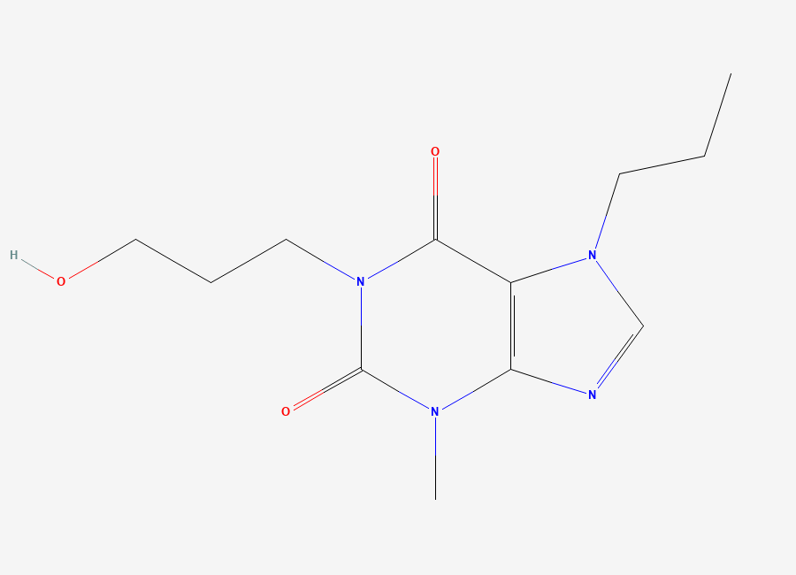 Two-dimensional chemical structure of 1-(3-Hydroxypropyl)-3-methyl-7-propylxanthine