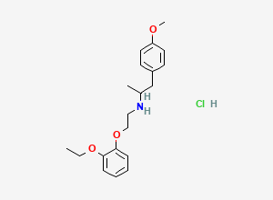 Two-dimensional chemical structure of N-(2-(2-Ethoxyphenoxy)ethyl)-1-(4-methoxyphenyl)propan-2-amine Hydrochloride, CAS 2724727-12-0