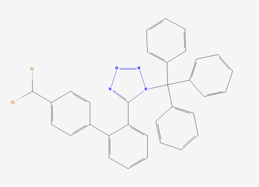 Two-dimensional chemical structure of Olmesartan Dibromo Impurity / Losartan Tritylated Dibromo Impurity, CAS 358685-13-9