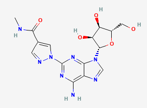 Two-dimensional chemical structure of 1-[6-amino-9-[(2S,3S,4R,5S)-3,4-dihydroxy-5-(hydroxymethyl)oxolan-2-yl]purin-2-yl]-N-methylpyrazole-4-carboxamide