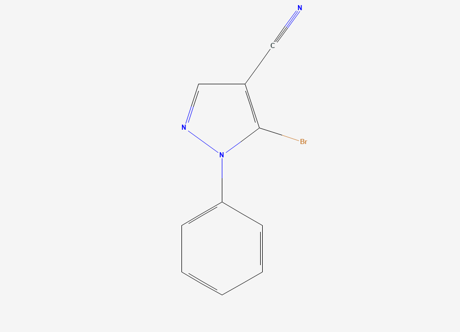 Two-dimensional chemical structure of 5-Bromo-1-phenyl-1H-pyrazole-4-carbonitrile
