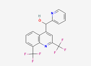 Two-dimensional chemical structure of alpha-2-Pyridinyl-2,8-bis(trifluoromethyl)-4-quinolinemethanol