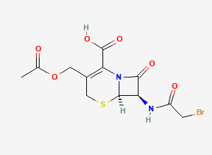 Two-dimensional chemical structure of 7-(2-Bromoacetamido)cephalosporanic Acid, CAS 26973-80-8
