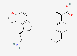 Two-dimensional chemical structure of (S)-2-(1,6,7,8-tetrahydro-2H-indeno[5,4-b]furan-8-yl)ethan-1-amine (S)-2-(4-isobutylphenyl)propanoate