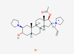 Two-dimensional chemical structure of Rocuronium Bromide EP Impurity E/ Rocuronium BP Impurity E/ Rocuronium Related Compound E/ 2-Pyrrolidinyl Desmorpholinyl Rocuronium Bromide, CAS 1190105-65-7