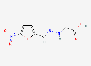 Two-dimensional chemical structure of 2-[(2E)-2-[(5-nitrofuran-2-yl)methylidene]hydrazinyl]acetic acid, CAS 91447-38-0