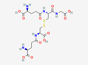 Two-dimensional chemical structure of (2S)-2-amino-5-[[(2R)-3-[[(2R)-2-[[(4S)-4-amino-4-carboxybutanoyl]amino]-2-carboxyethyl]disulfanyl]-1-(carboxymethylamino)-1-oxopropan-2-yl]amino]-5-oxopentanoic acid