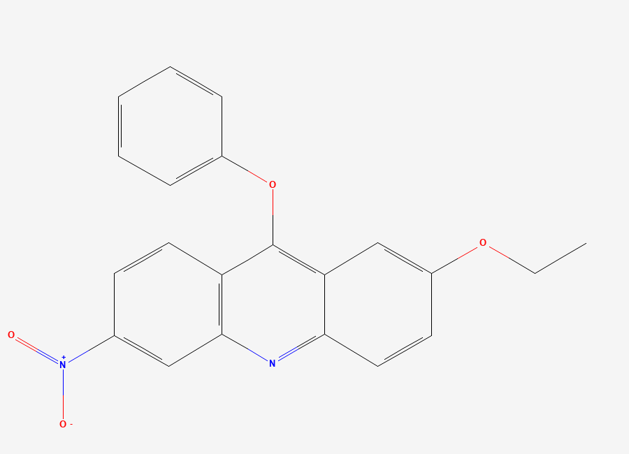 Two-dimensional chemical structure of 2-Ethoxy-6-nitro-9-phenoxyacridine