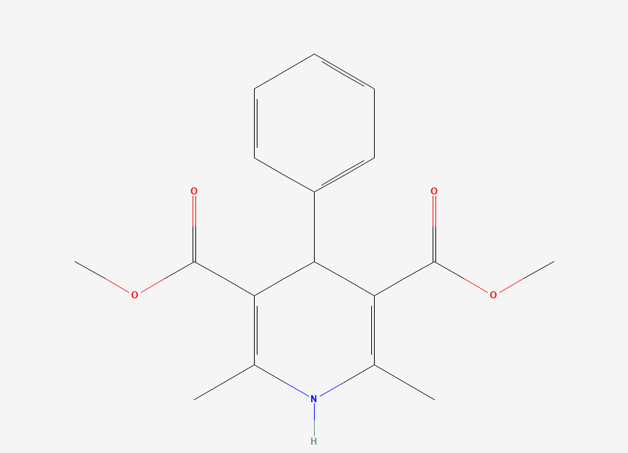 Two-dimensional chemical structure of dimethyl 2,6-dimethyl-4-phenyl-1,4-dihydropyridine-3,5-dicarboxylate, CAS 70677-78-0