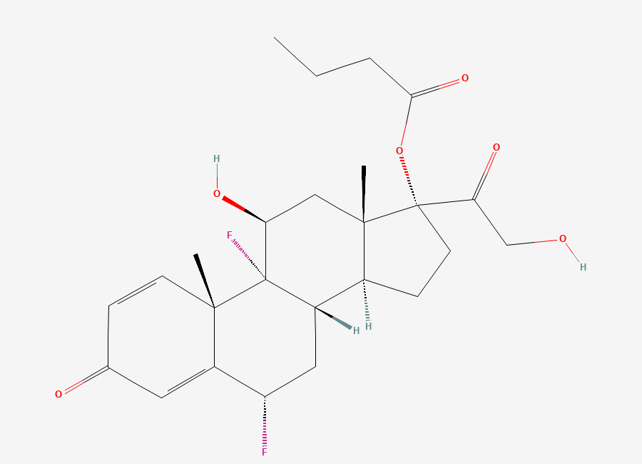 Two-dimensional chemical structure of Difluprednate 21-Desacetyl Impurity, CAS 23640-96-2
