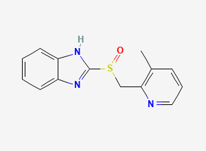 Two-dimensional chemical structure of 2-(((3-Methylpyridin-2-yl)methyl)sulfinyl)-1H-benzo[d]imidazole / Destrifluoroethoxy Lansoprazole, CAS 60524-97-2