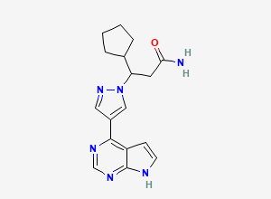 Two-dimensional chemical structure of Ruxolitinib Amide / Ruxolitinib Impurity D, CAS 1911644-32-0