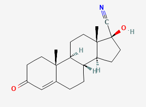 Two-dimensional chemical structure of (8R,9S,10R,13S,14S,17S)-17-Hydroxy-10,13-dimethyl-3-oxo-2,3,6,7,8,9,10,11,12,13,14,15,16,17-tetradecahydro-1H-cyclopenta[a]phenanthrene-17-carbonitrile