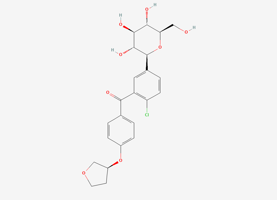 Two-dimensional chemical structure of Emplagliflozin Benzylic keto Impurity, CAS 2125472-55-9