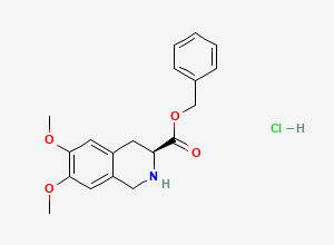 Two-dimensional chemical structure of (3S)-1,2,3,4-Tetrahydro-6,7-dimethoxy-3-isoquinolinecarboxylic acid phenylmethyl ester hydrochloride, CAS 103733-32-0