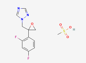 Two-dimensional chemical structure of 1-{[2-(2,4-Difluorophenyl)oxiran-2-yl]methyl}-1H-1,2,4-triazole monomethanesulfonate