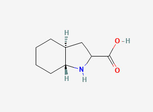 Two-dimensional chemical structure of (3aS,7aR)-2,3,3a,4,5,6,7,7a-octahydro-1H-indole-2-carboxylic acid