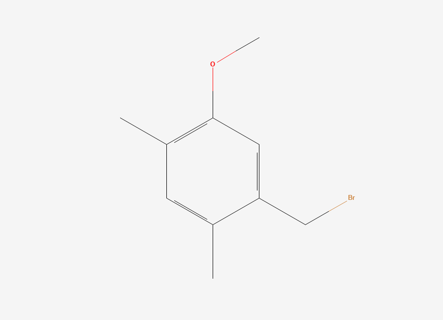 Two-dimensional chemical structure of 1-(Bromomethyl)-5-methoxy-2,4-dimethylbenzene, CAS 50790-70-0