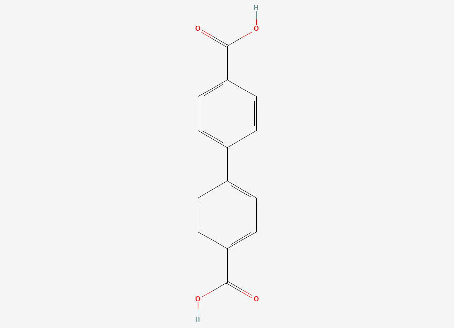 Two-dimensional chemical structure of (1,1'-Biphenyl)-4,4'-dicarboxylic acid