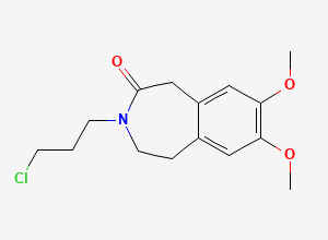 Two-dimensional chemical structure of 3-(3-Chloropropyl)-7,8-dimethoxy-1,3,4,5-tetrahydro-2H-3-benzazepin-2-one, CAS 85175-65-1