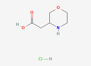Two-dimensional chemical structure of 2-(Morpholin-3-yl)acetic acid hydrochloride
