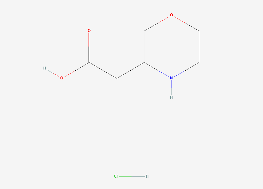 Two-dimensional chemical structure of 2-(Morpholin-3-yl)acetic acid hydrochloride