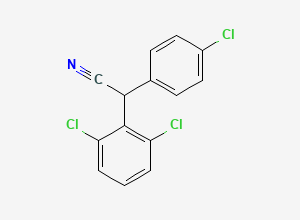 Two-dimensional chemical structure of Diclazuril EP Impurity H/ Diclazuril Trichlorodiphenyl Acetonitrile (Free Base), CAS 85823-22-9