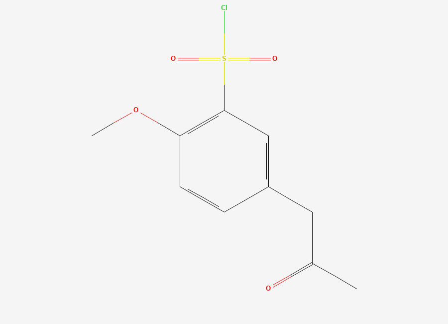 Two-dimensional chemical structure of 2-Methoxy-5-(2-oxopropyl)benzenesulfonyl chloride