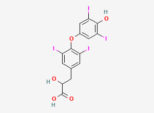 Two-dimensional chemical structure of 3,5,3’,5’-Tetraiodo Thyrolactic Acid / T4 Lactic Acid, CAS 7069-47-8