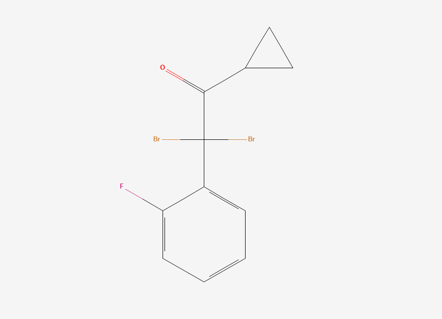 Two-dimensional chemical structure of 2,2-Dibromo-1-cyclopropyl-2-(2-fluorophenyl)-ethanone